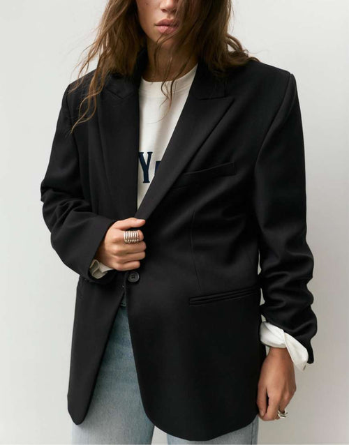 Blazer oversize noir en polyester et viscose pour un look décontracté femme - Pull&Bear - image 2