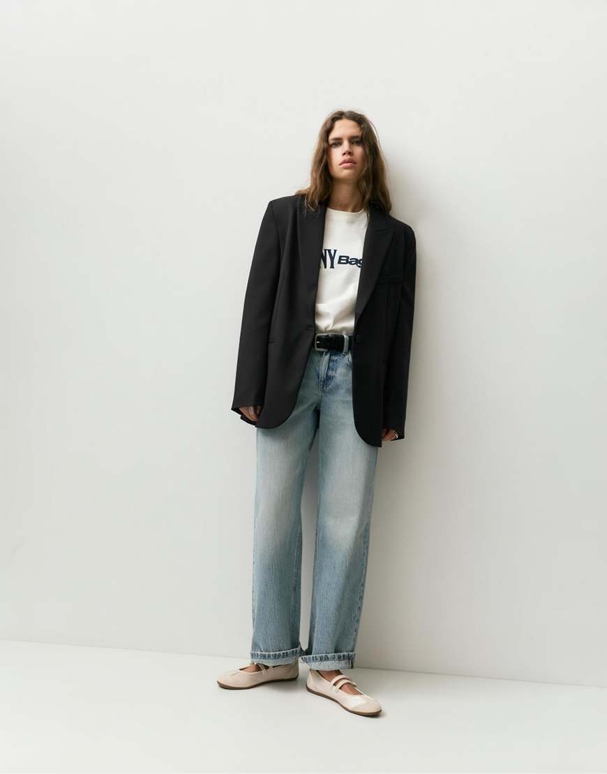 Blazer oversize noir en polyester et viscose pour un look décontracté femme - Pull&Bear - image 3