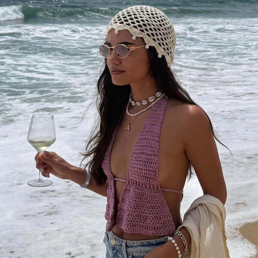 Bonnet Crochet sequin