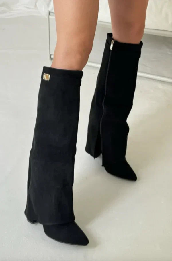 Bottes hautes en suédine à talons compensés – Élégance et confort pour l'automne femme - image 5