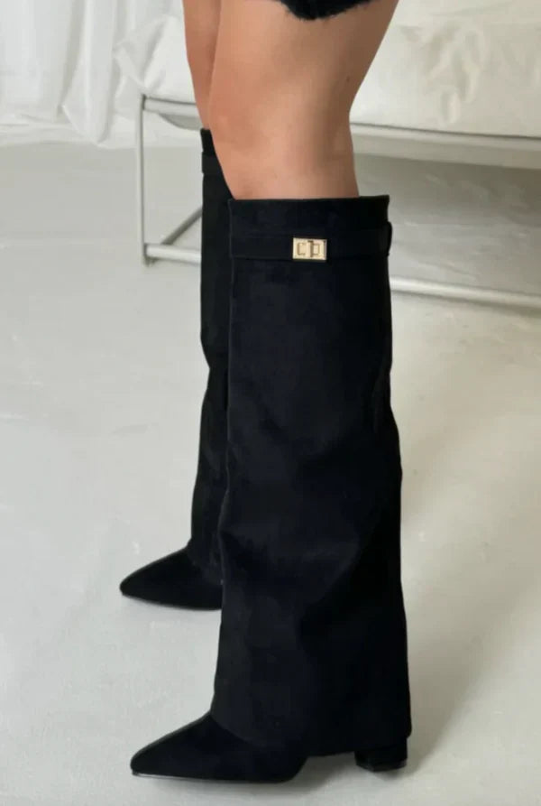 Bottes hautes en suédine à talons compensés – Élégance et confort pour l'automne femme - image 6