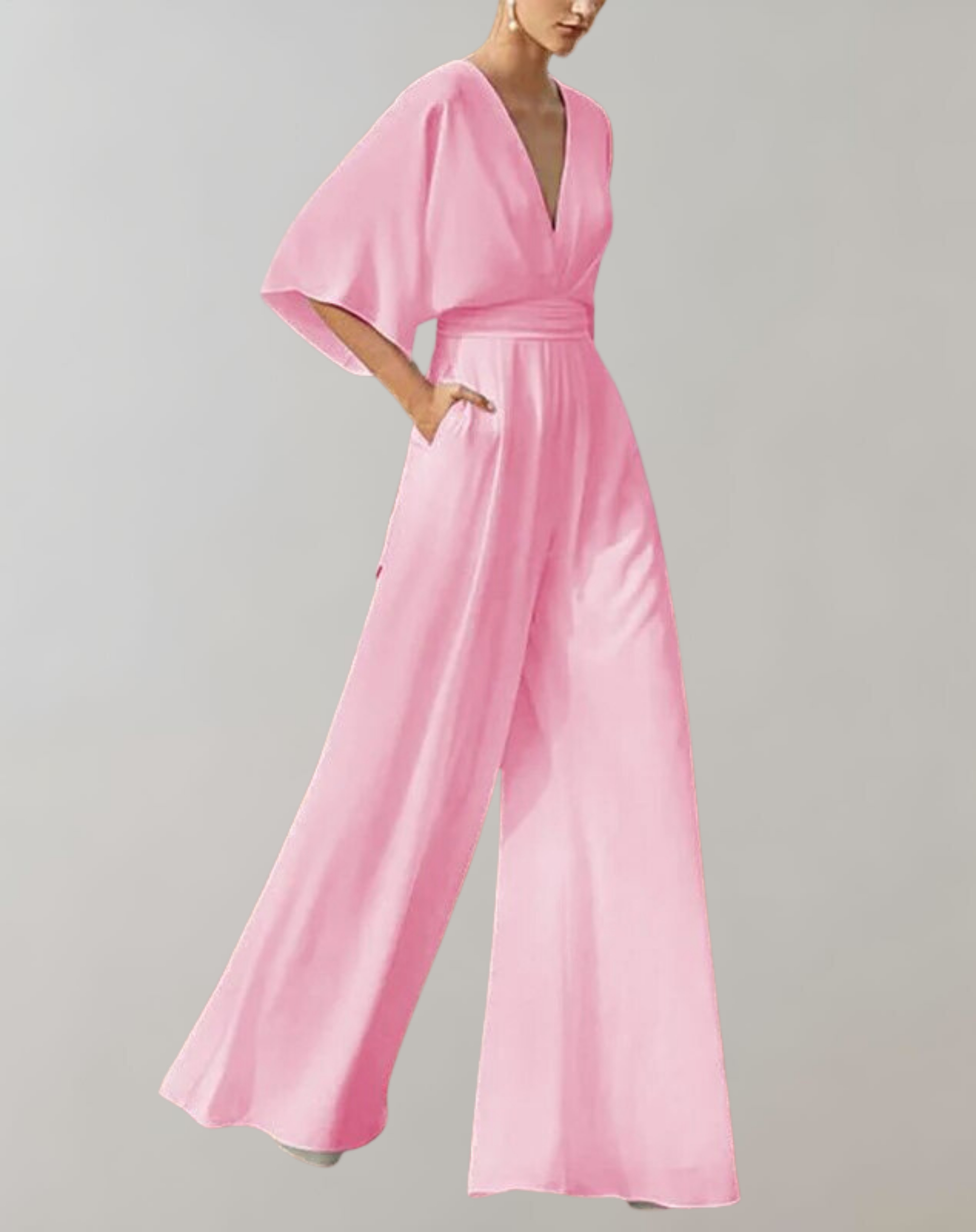 Combinaison en Tissu Léger Pantalon Large Col V Élégant pour Femme - Idéale pour Cérémonies - image 7
