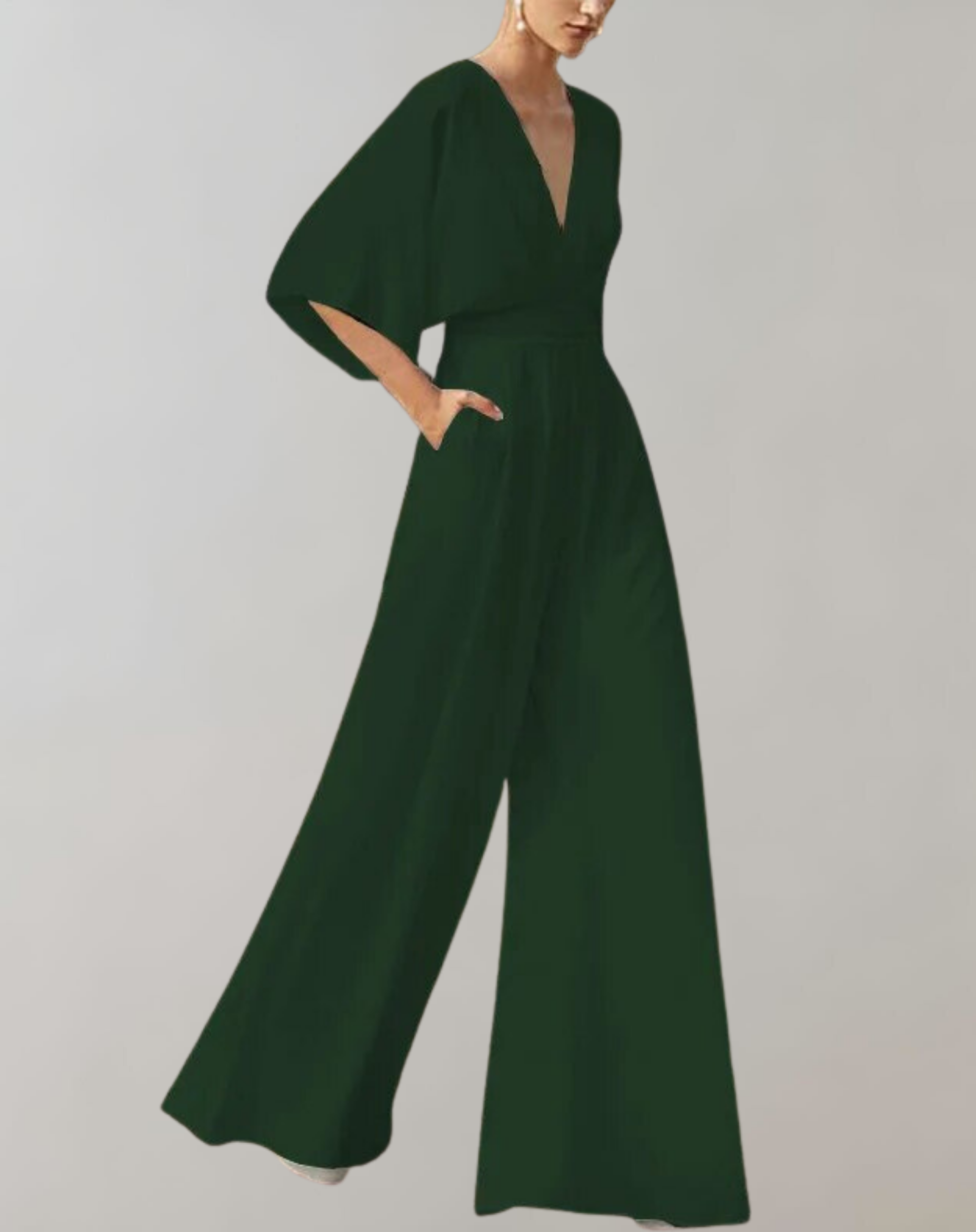 Combinaison en Tissu Léger Pantalon Large Col V Élégant pour Femme - Idéale pour Cérémonies - image 8