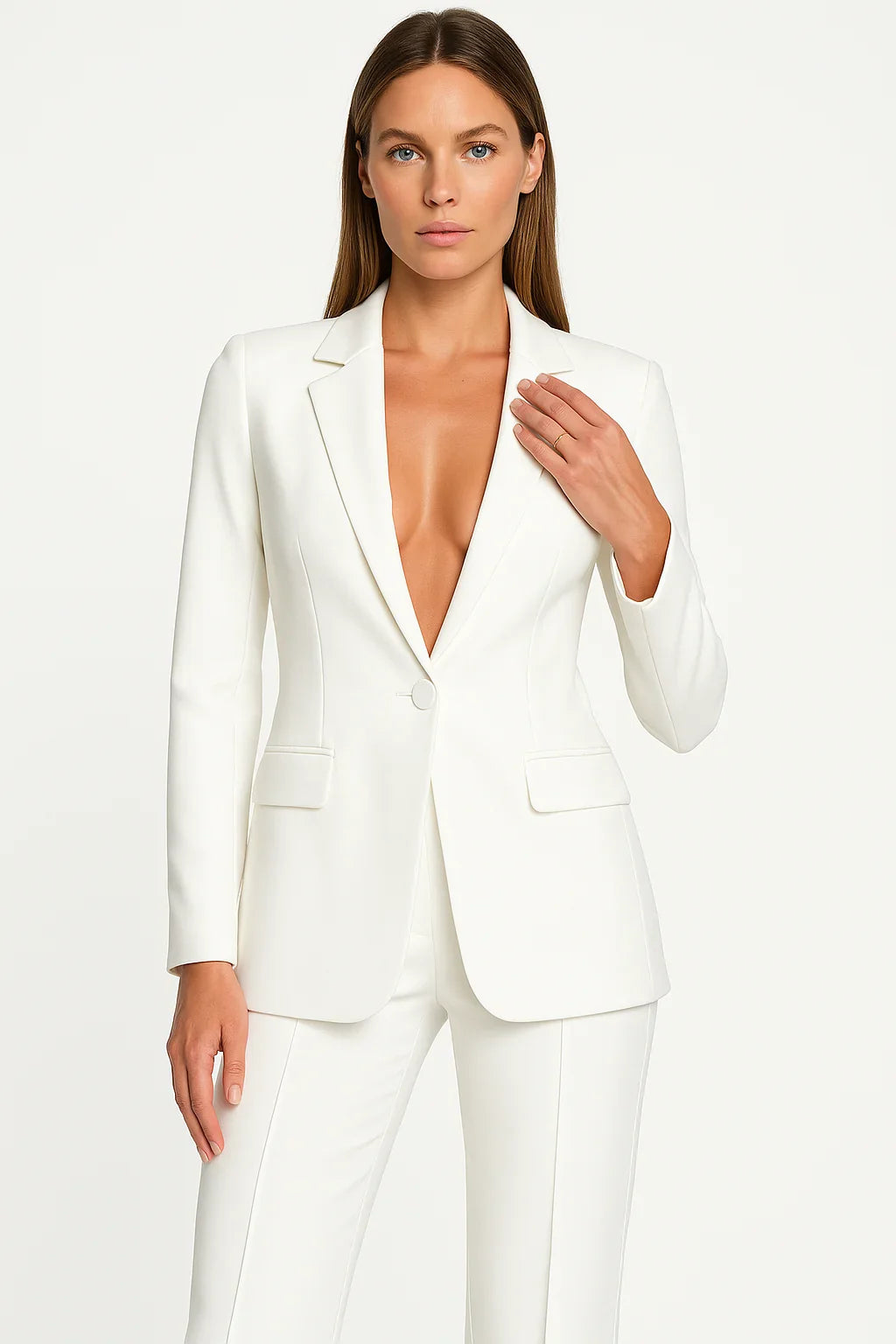 Ensemble en tissu doux blazer et pantalon élégant pour femme - Idéal au bureau ou en soirée - image 3