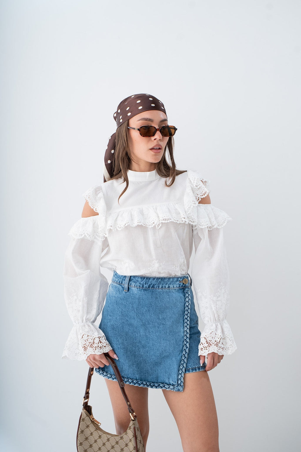 Jupe en jean pour femme avec détail tressé et poches avant - Idéale pour l'été - image 2