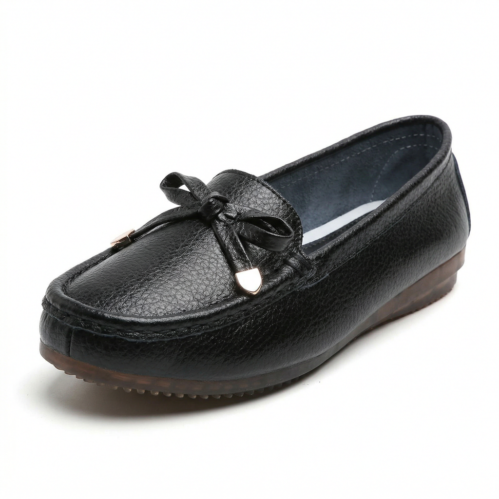 Mocassins en Cuir Noir avec Nœud Décoratif - Chic et Confortable pour Femmes - image 1