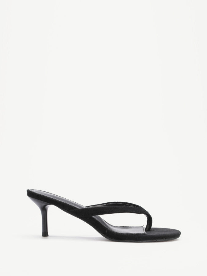 Tongs en suédine noires à talon aiguille 6,5 cm pour soirées élégantes - Femme
