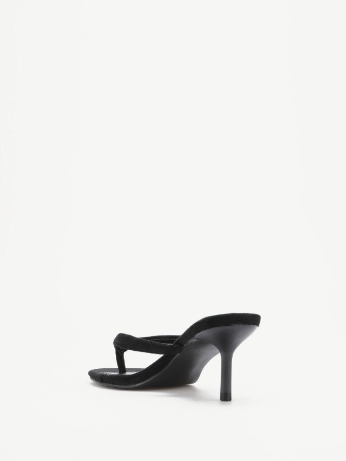 Tongs en suédine noires à talon aiguille 6,5 cm pour soirées élégantes - Femme