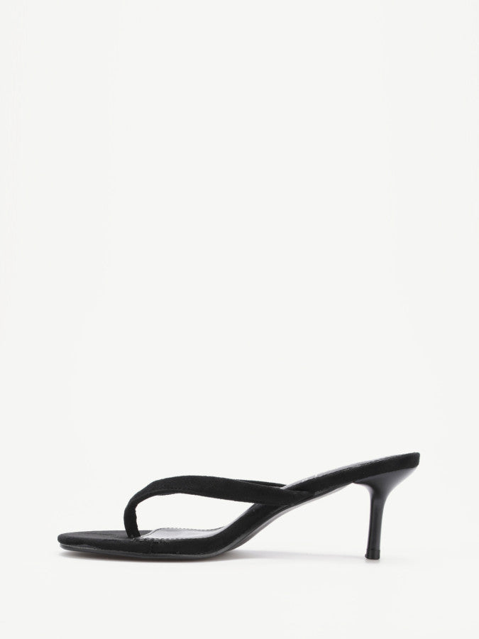 Tongs en suédine noires à talon aiguille 6,5 cm pour soirées élégantes - Femme