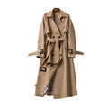 Trench-coat long en coton ceinturé avec revers élégant pour femme - Idéal pour un look chic en toute saison - image 1