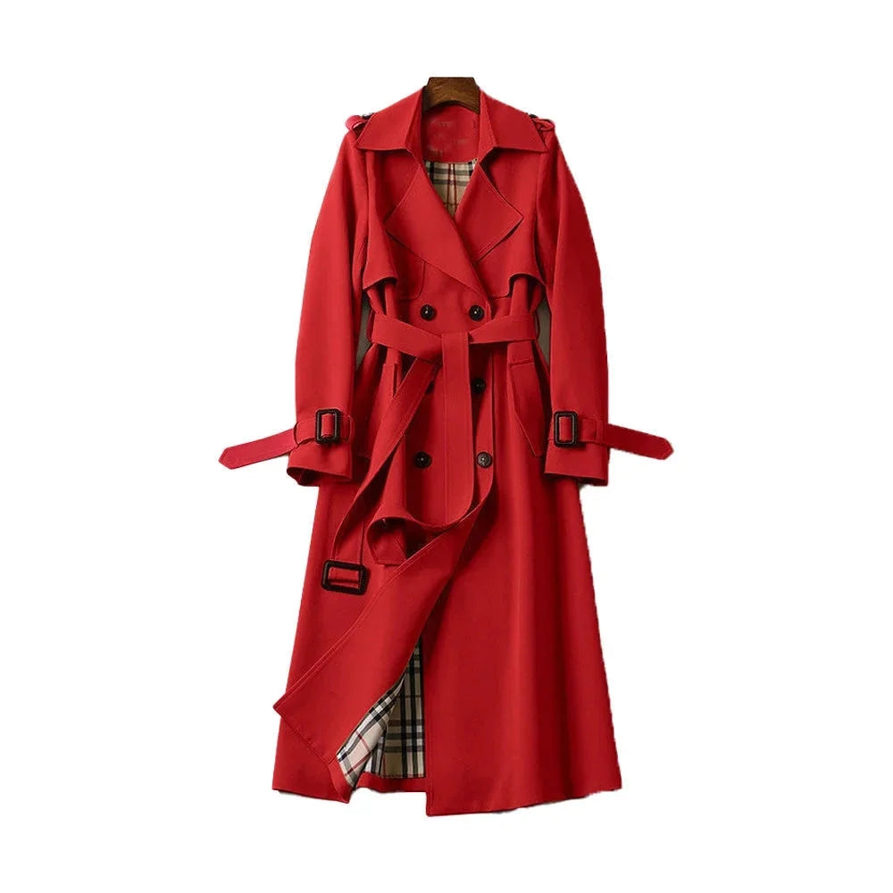 Trench-coat long en coton ceinturé avec revers élégant pour femme - Idéal pour un look chic en toute saison - image 7