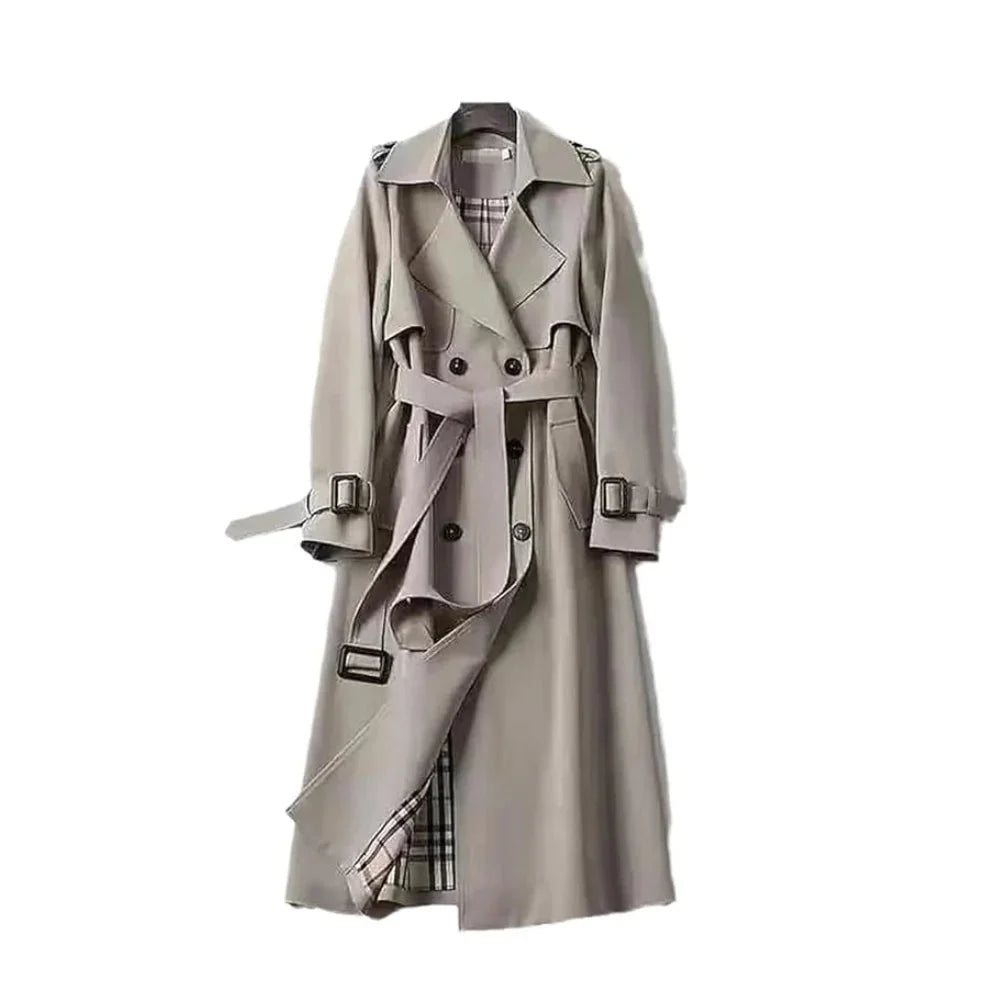 Trench-coat long en coton ceinturé avec revers élégant pour femme - Idéal pour un look chic en toute saison - image 8