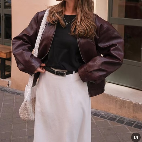 Veste Femme Simili Cuir Bordeaux Vintage Chic pour Sorties Urbaines - image 3